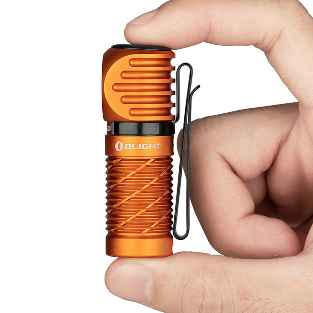 Latarka czołowa i kątowa Olight Perun 2 Mini Kit Orange z opaską - 1100 lumenów