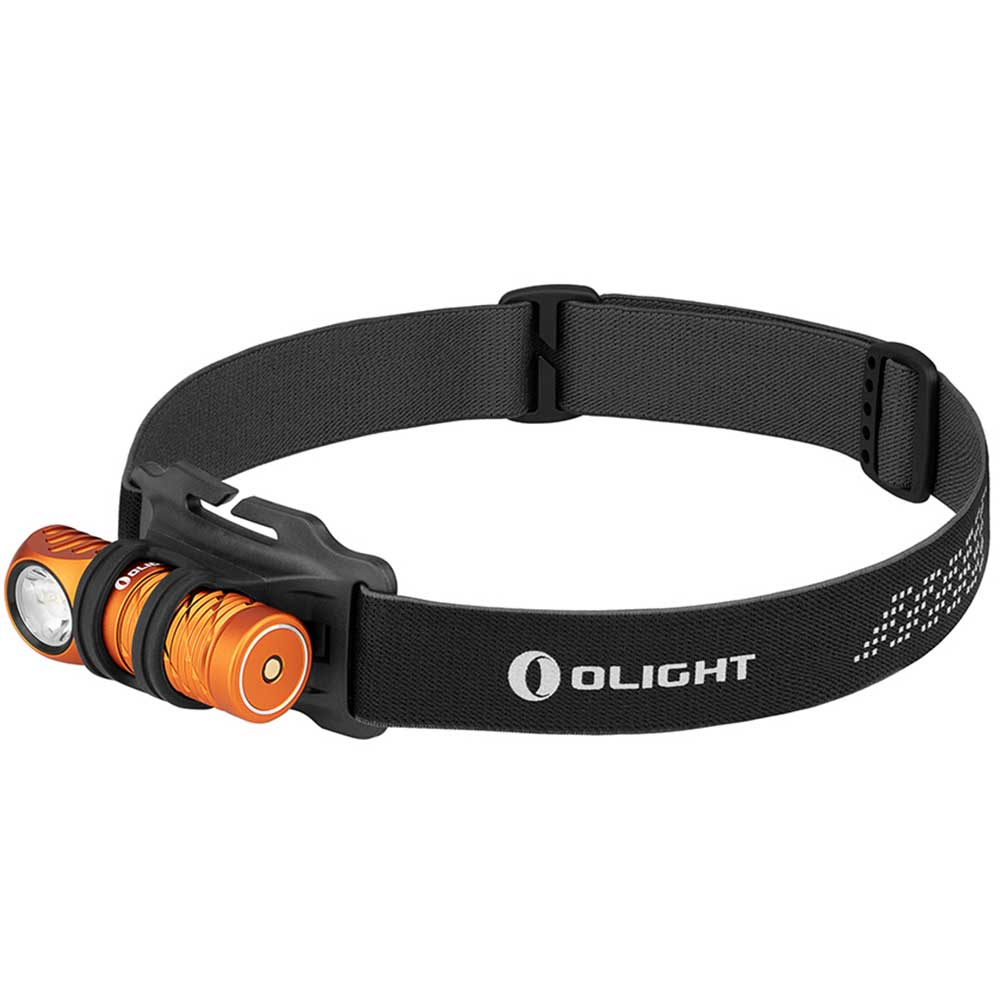 Latarka czołowa i kątowa Olight Perun 2 Mini Kit Orange z opaską - 1100 lumenów