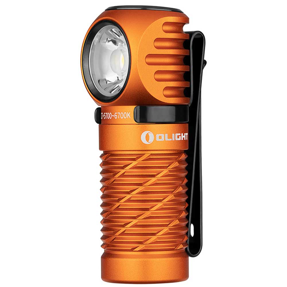 Latarka czołowa i kątowa Olight Perun 2 Mini Kit Orange z opaską - 1100 lumenów