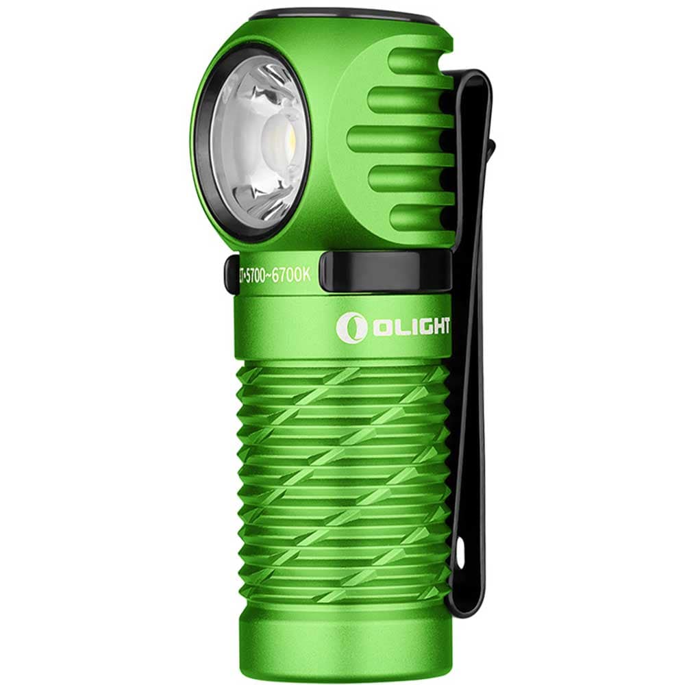 Latarka czołowa i kątowa Olight Perun 2 Mini Kit Lime Green z opaską - 1100 lumenów