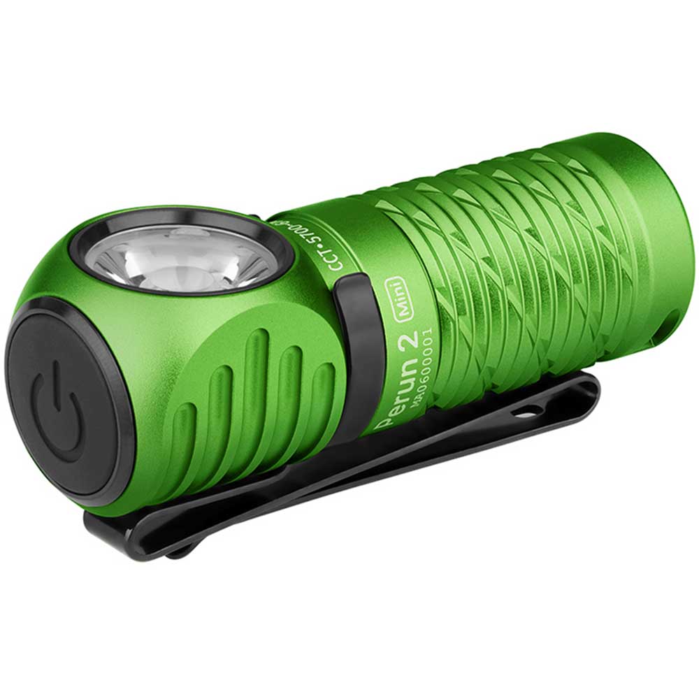 Latarka czołowa i kątowa Olight Perun 2 Mini Kit Lime Green z opaską - 1100 lumenów