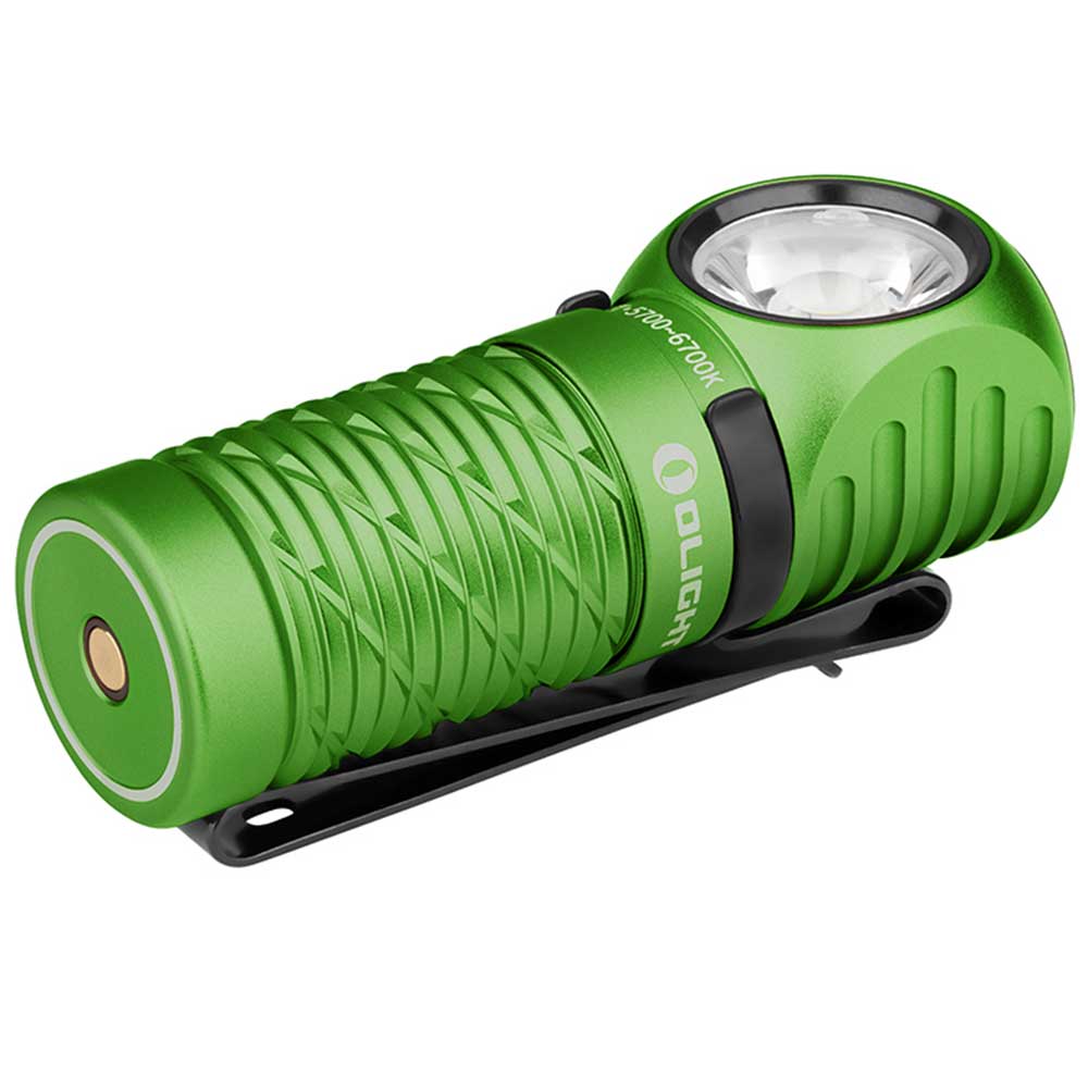 Latarka czołowa i kątowa Olight Perun 2 Mini Kit Lime Green z opaską - 1100 lumenów