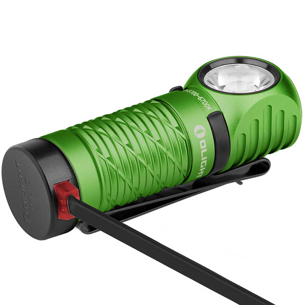 Latarka czołowa i kątowa Olight Perun 2 Mini Kit Lime Green z opaską - 1100 lumenów