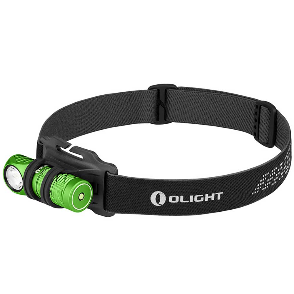 Latarka czołowa i kątowa Olight Perun 2 Mini Kit Lime Green z opaską - 1100 lumenów