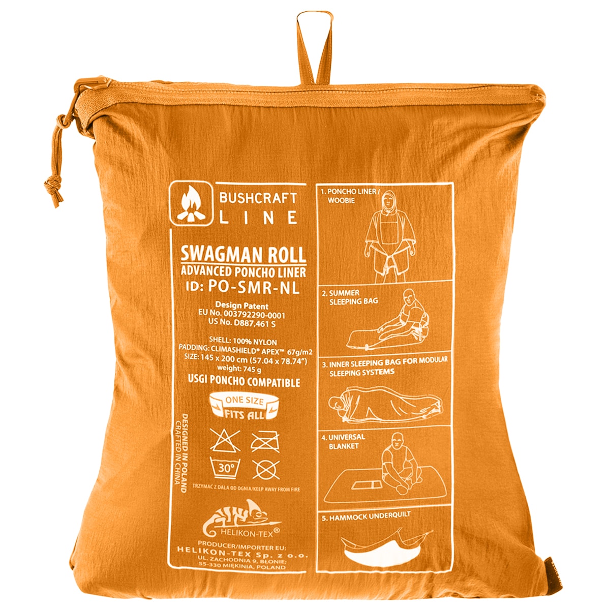 Пончо Helikon-Tex Swagman Roll Climashield Apex з функцією спального мішка - Orange