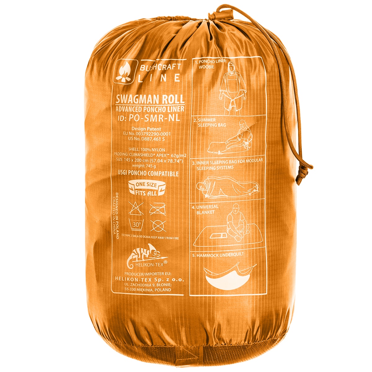 Пончо Helikon-Tex Swagman Roll Climashield Apex з функцією спального мішка - Orange