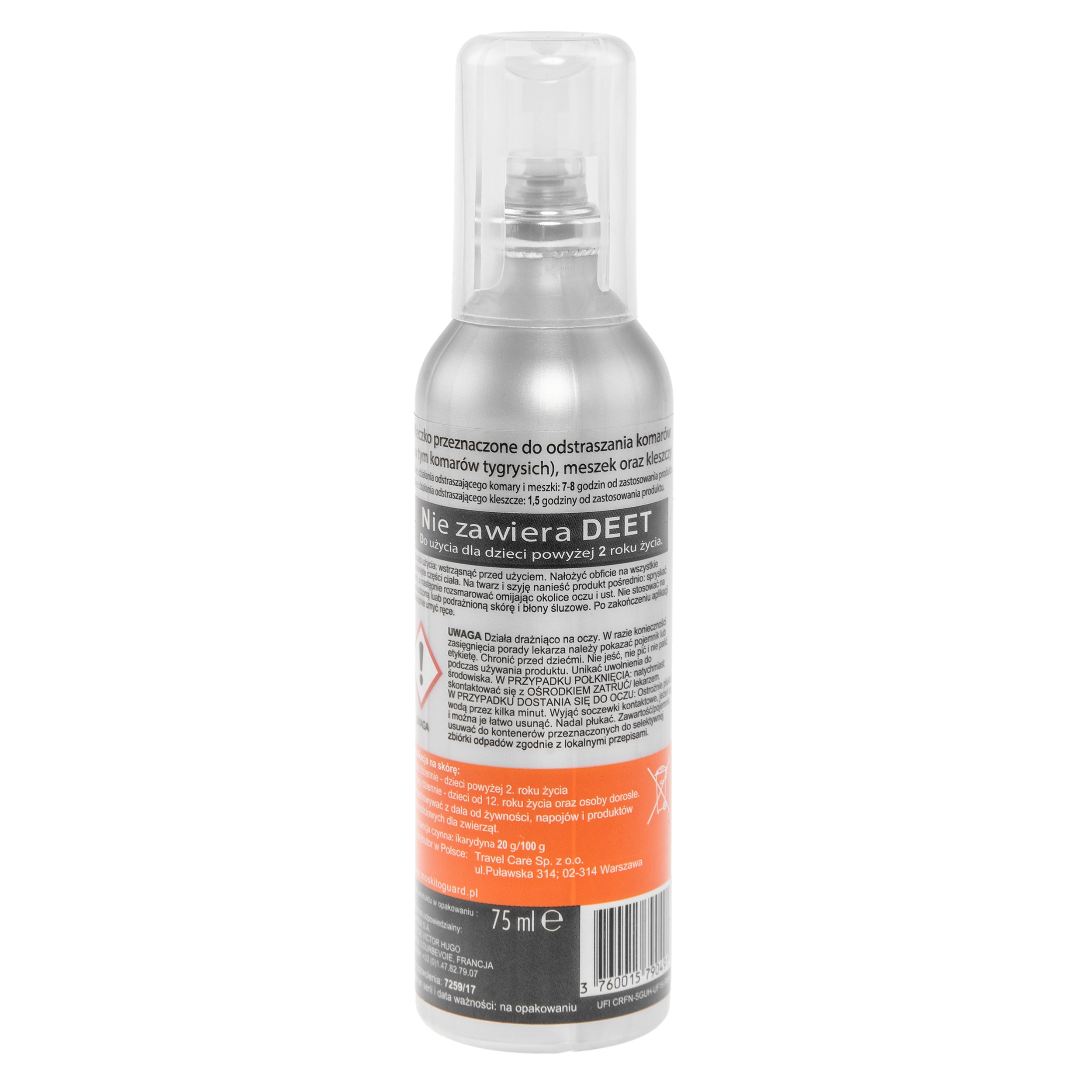 Repelent na komary, kleszcze i meszki Moskito Guard Ikarydyna 20% - mleczko 75 ml