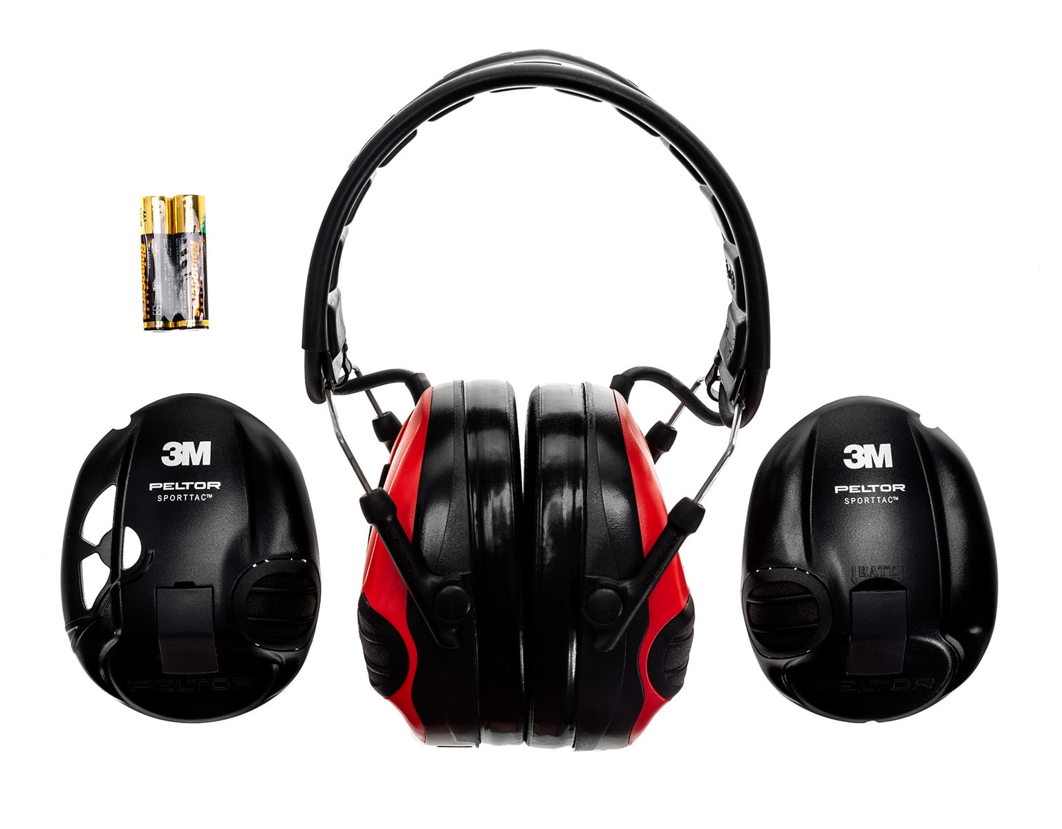 Ochronniki słuchu aktywne 3M Peltor SportTac - czerwony/czarny