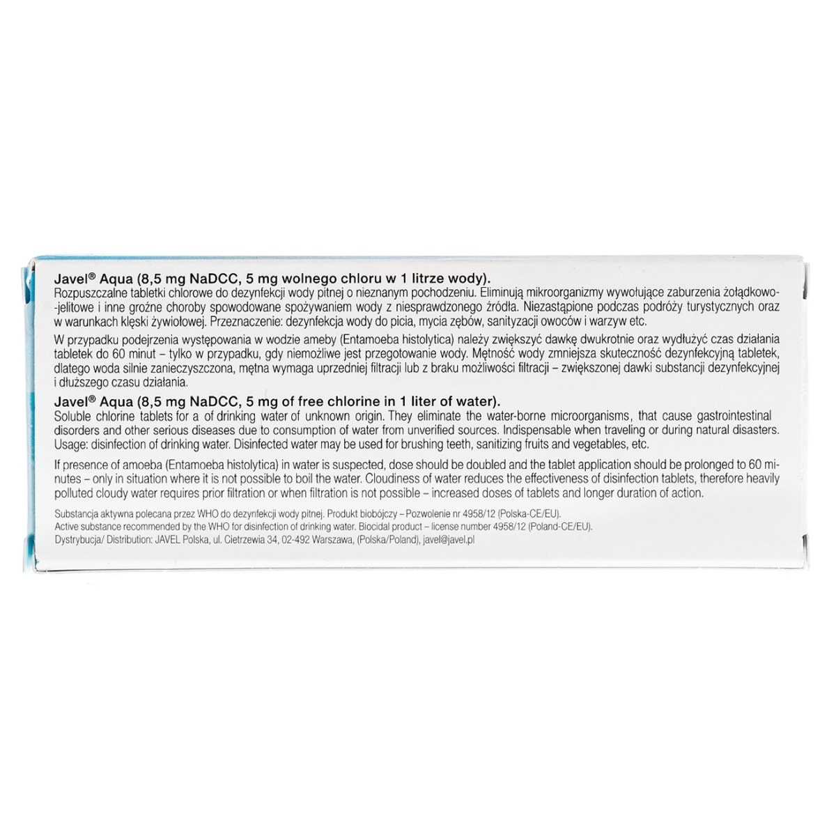 Tabletki Javel Aqua do uzdatniania wody - 20 szt.