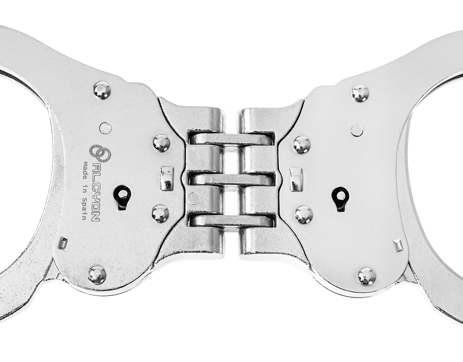 Kajdanki zawiasowe Alcyon Hinge steel Double lock srebrne