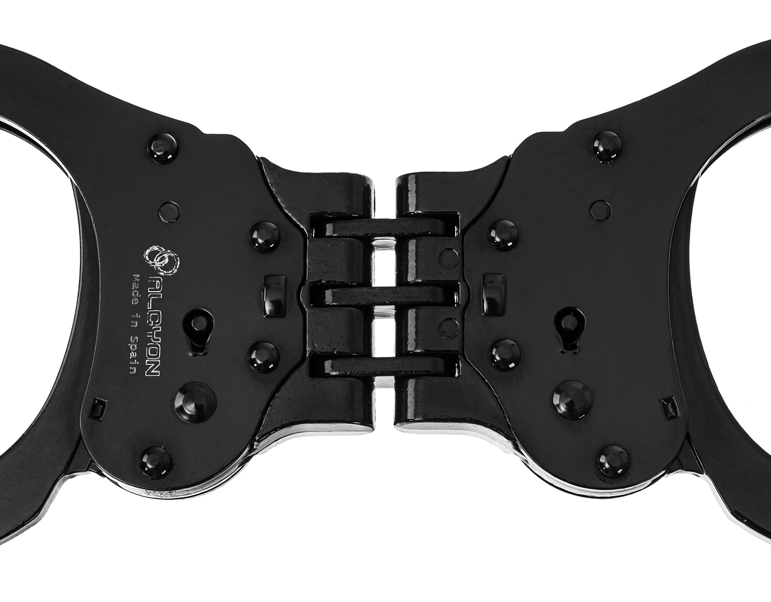 Kajdanki zawiasowe Alcyon Hinge steel Double lock czarne