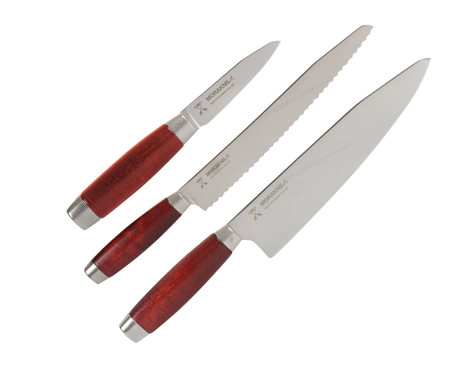 Набір з 3 кухонних ножів Mora - червоний
