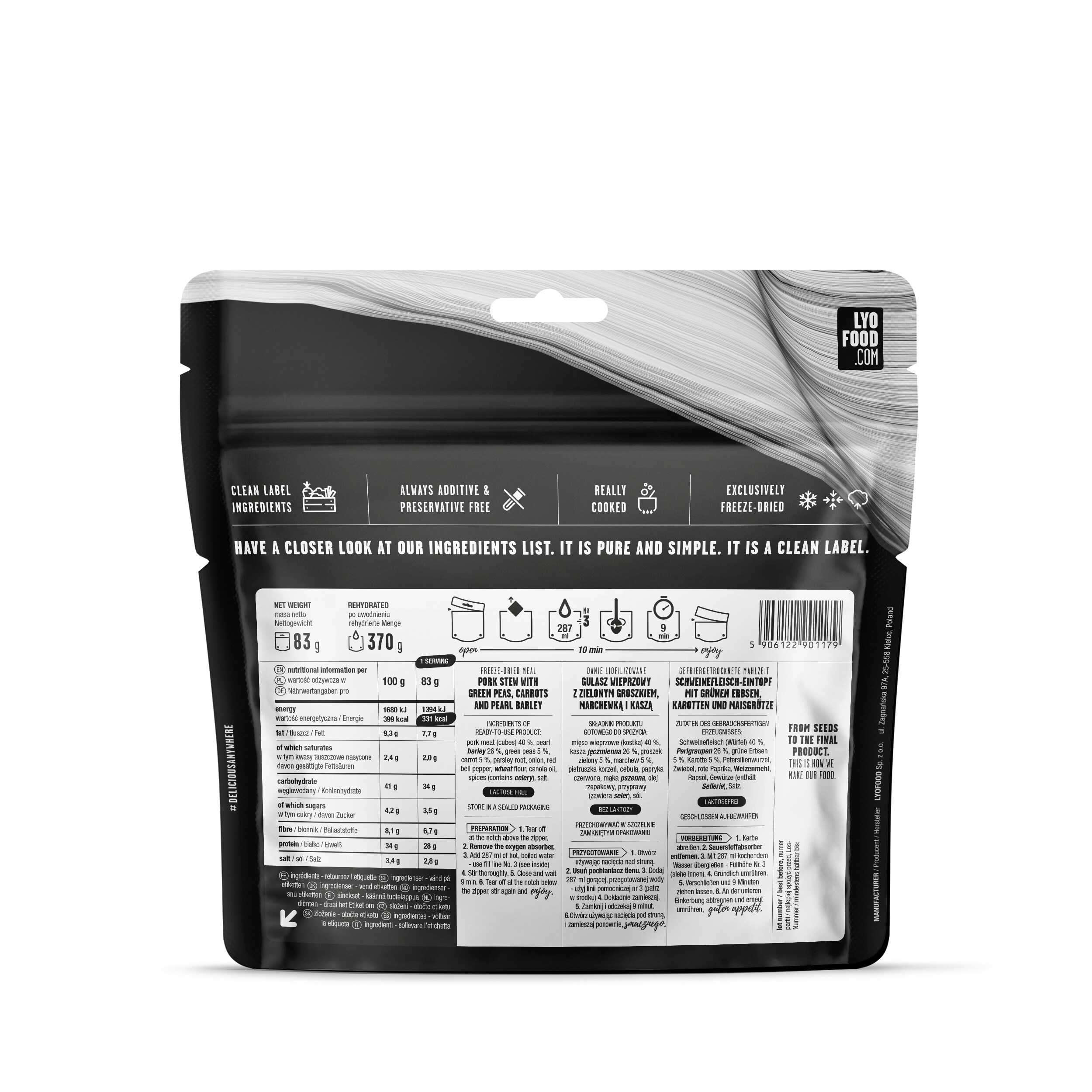 Żywność liofilizowana LYOFOOD Gulasz wieprzowy z kaszą 370 g