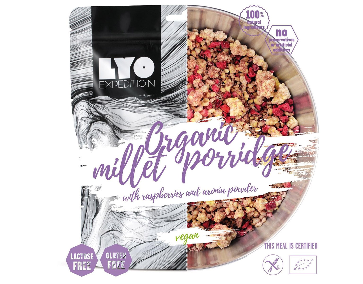 Żywność liofilizowana LYO Food Eko Jaglanka z malinami i aronią
