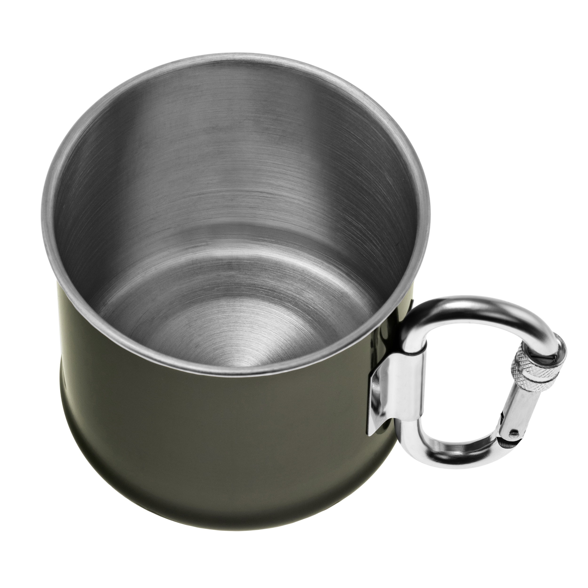 Kubek stalowy Mil-Tec z karabinkiem 500 ml - Olive