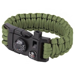 Bransoletka Paracord 9" klamra z gwizdkiem i kompasem - Green