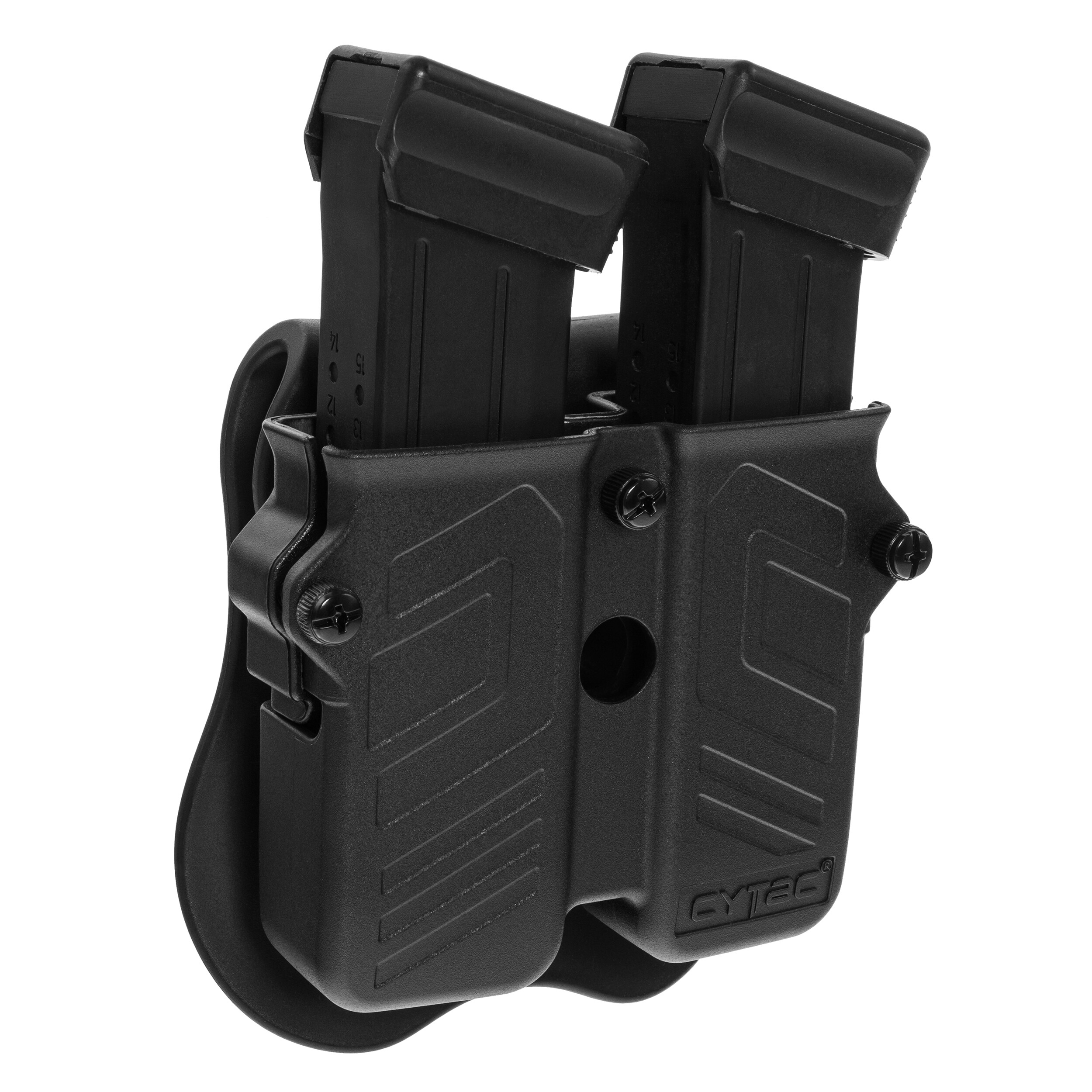 Ładownica uniwersalna Cytac podwójna na mniejsze magazynki z płetwą - Black