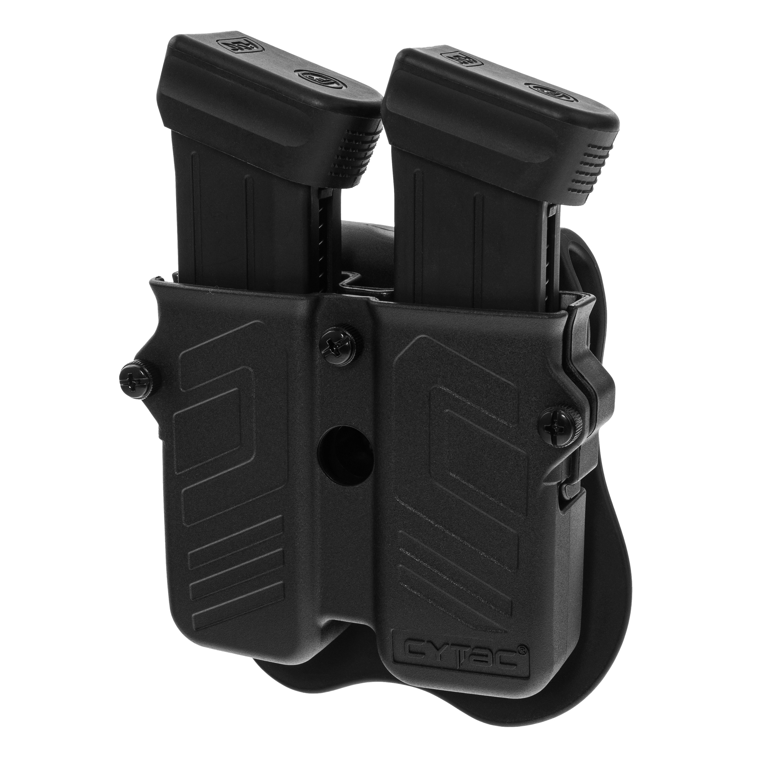 Ładownica uniwersalna Cytac podwójna na mniejsze magazynki z płetwą - Black