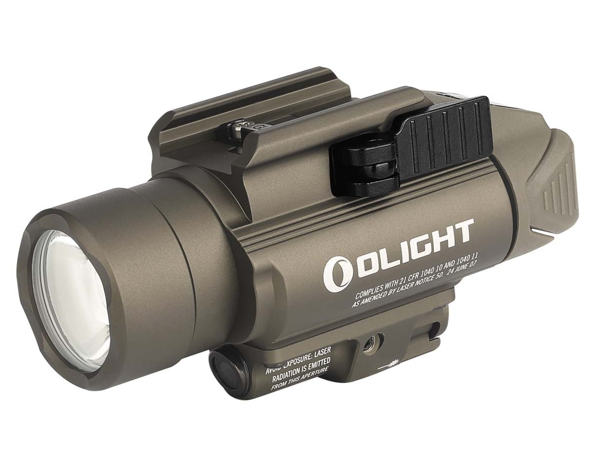 Ліхтарик з лазерним прицілом Olight BALDR Pro Desert Tan - 1350 люменів, Green Laser