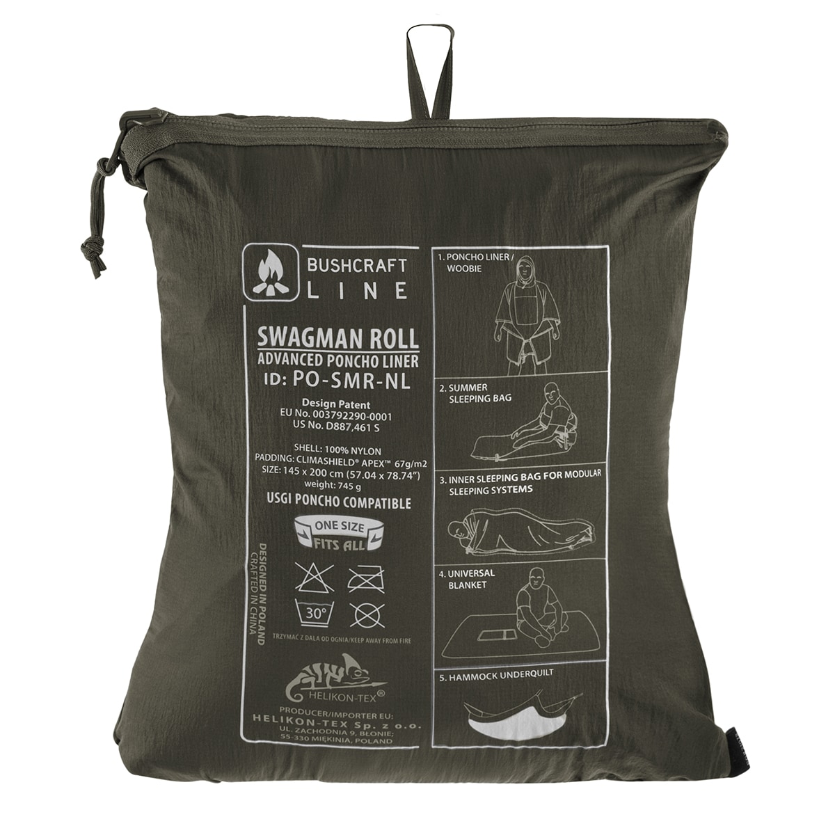 Ponczo Helikon-Tex Swagman Roll Climashield Apex z funkcją śpiwora - Taiga Green