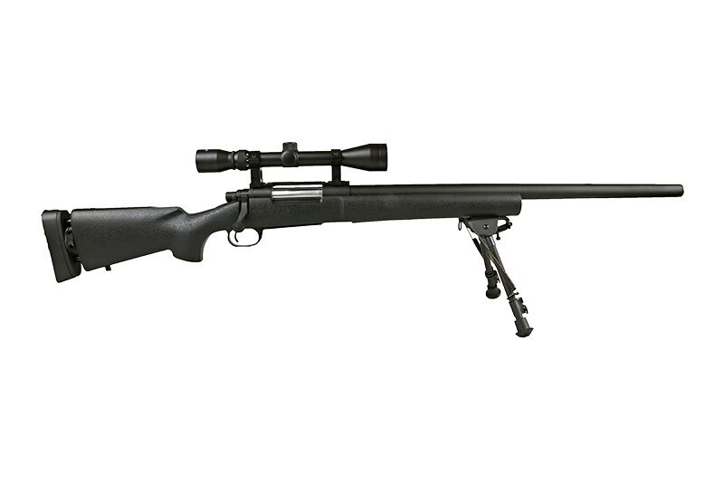 Снайперська гвинтівка ASG SW-04 з оптичним прицілом та сошками - чорна
