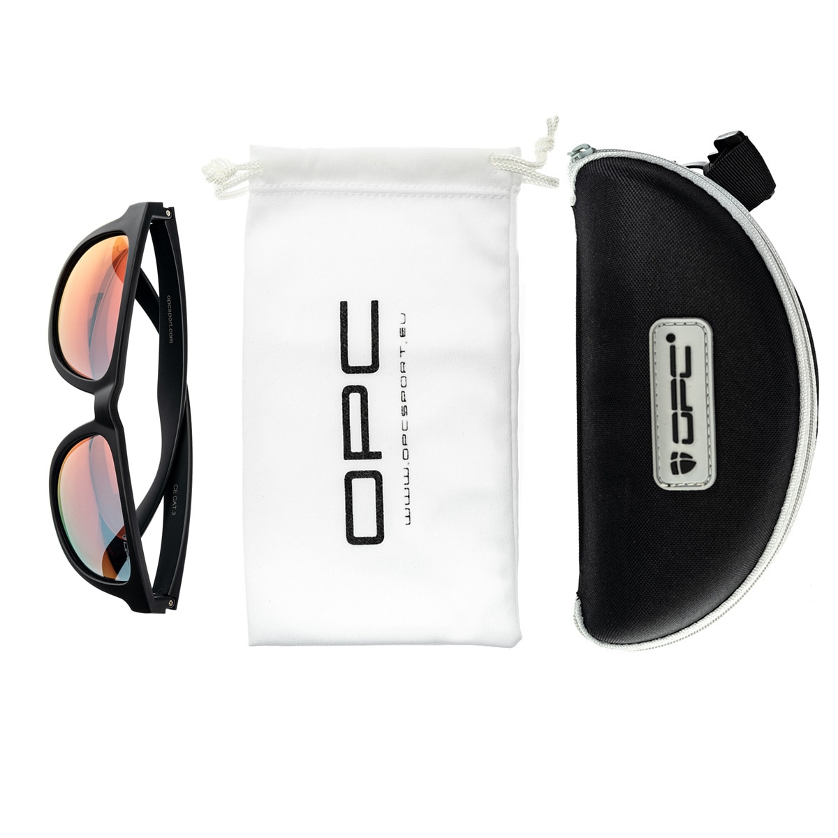 Okulary przeciwsłoneczne OPC Lifestyle Ibiza Blk Mat Red Revo z polaryzacją 
