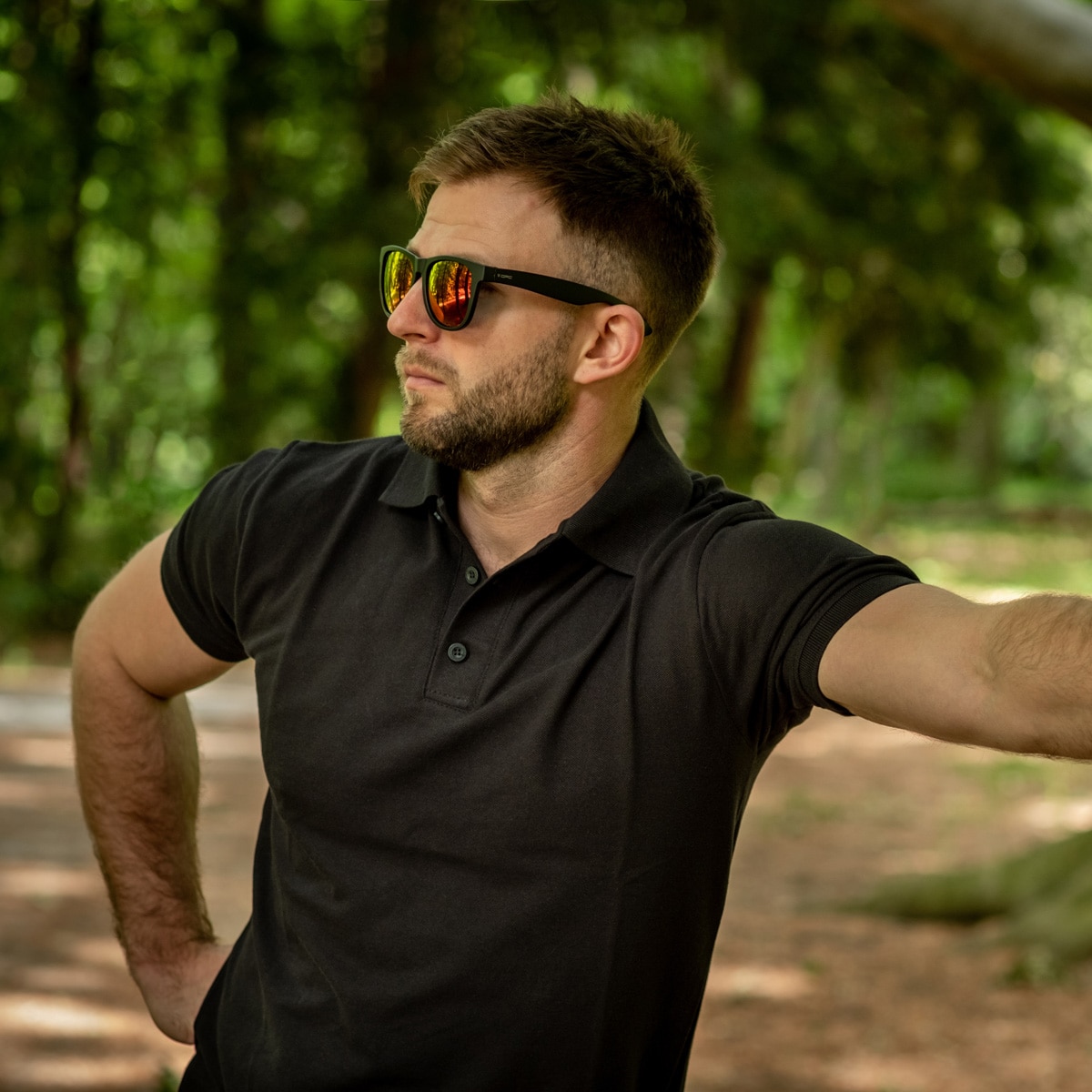 Okulary przeciwsłoneczne OPC Lifestyle Ibiza Blk Mat Red Revo z polaryzacją