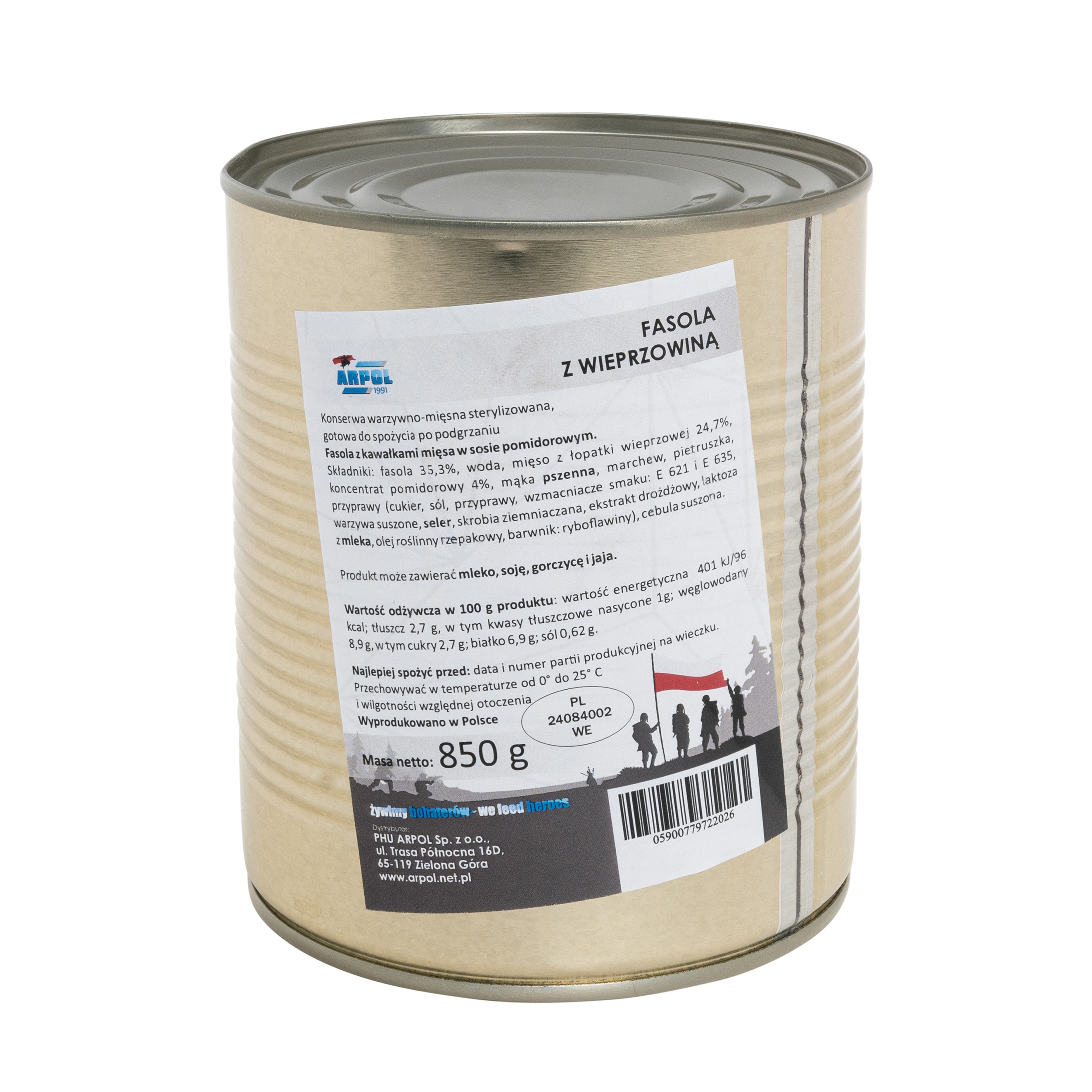 Żywność konserwowana Arpol - Fasola z wieprzowiną 850 g