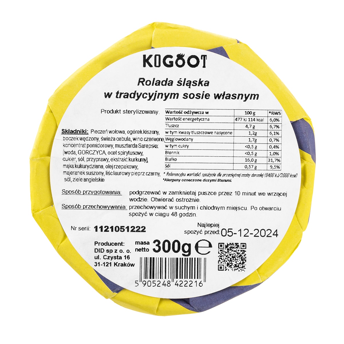 Żywność konserwowana Kogoot - Rolada śląska w tradycyjnym sosie własnym 300 g