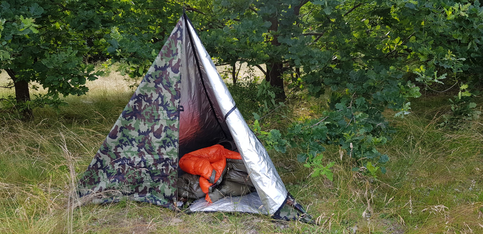 Płachta biwakowa Bushmen Thermo Tarp z termoizolacją 2x3 Camo