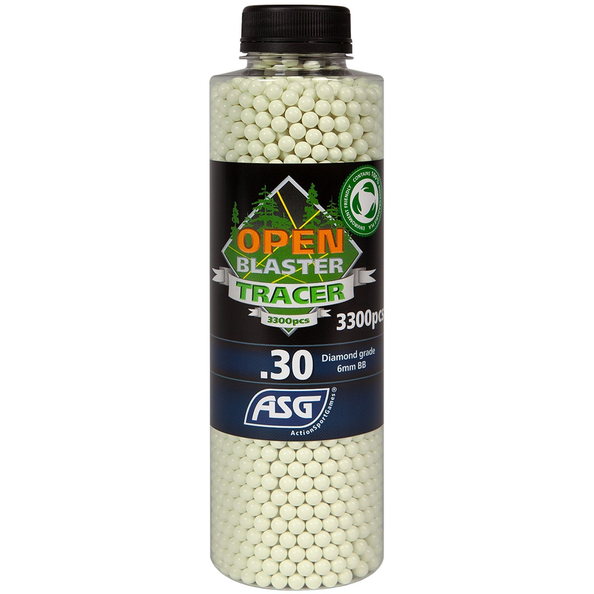 Kulki biodegradowalne ASG Open Blaster Tracer 0,30 g 3300 szt. - Green