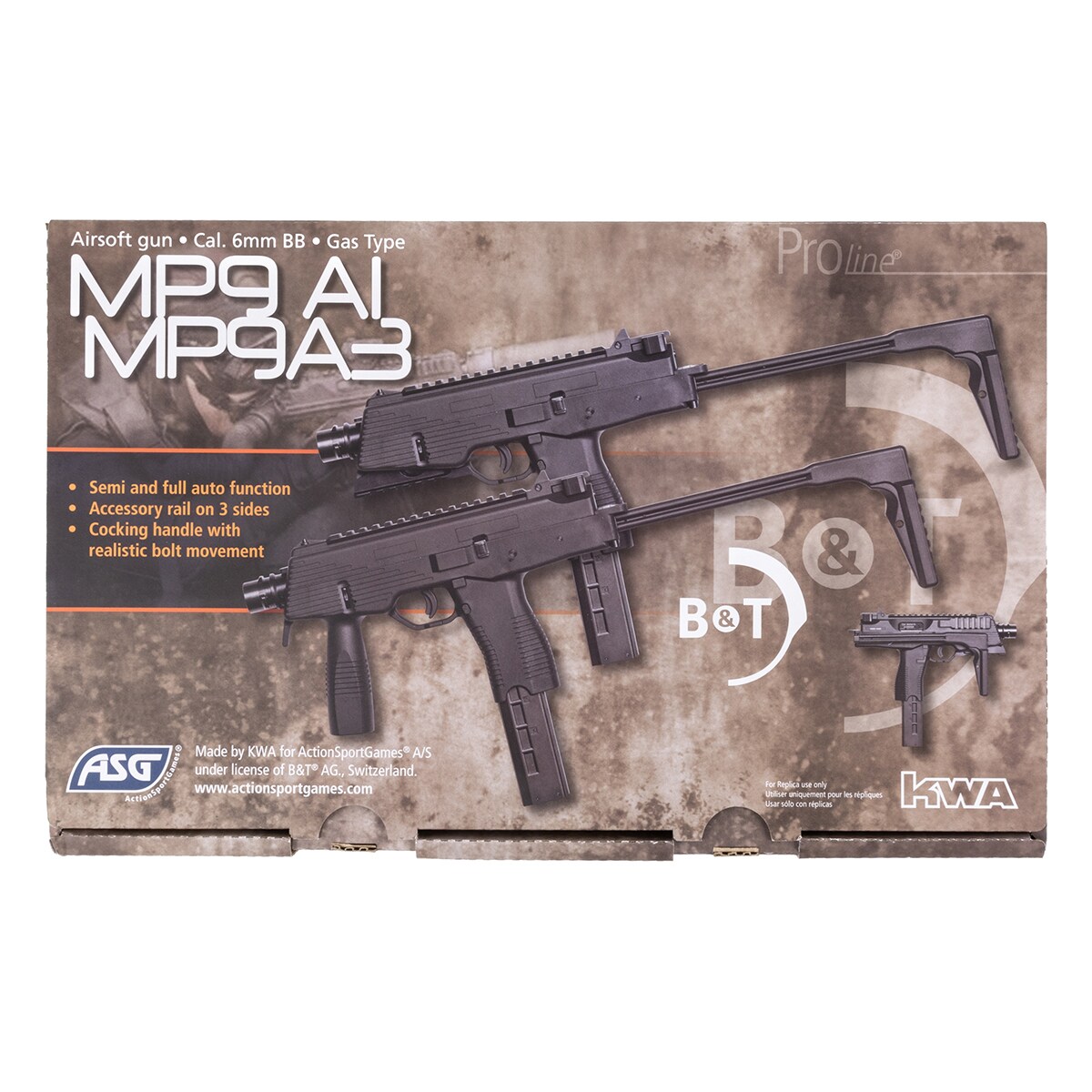 Pistolet maszynowy GBB ASG MP9 A3 - czarny