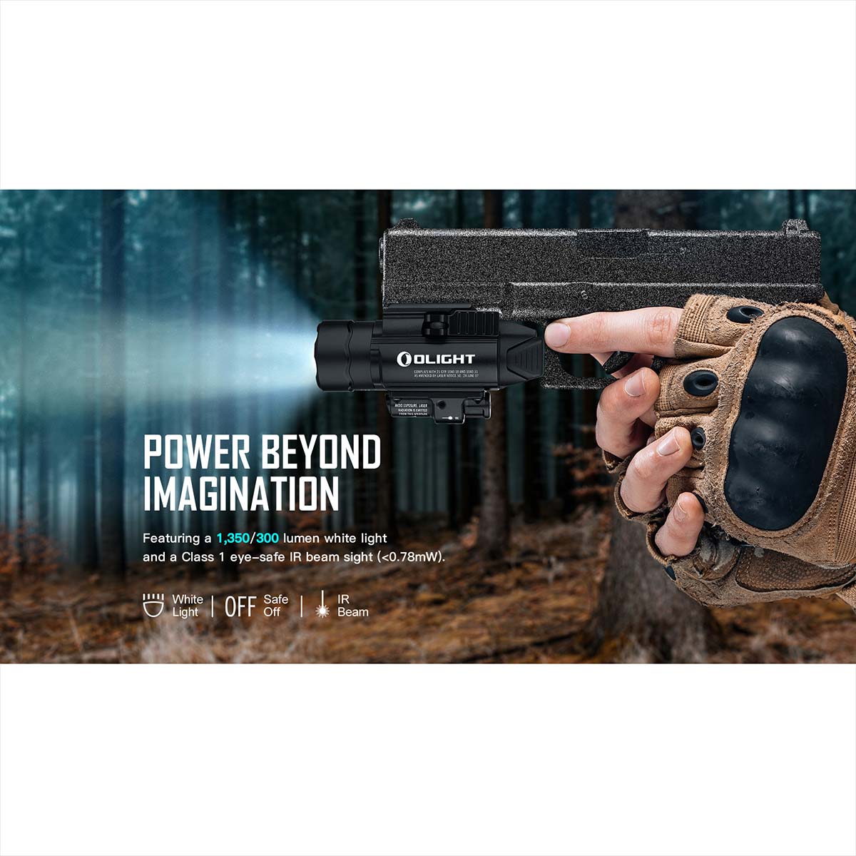 Latarka z celownikiem laserowym Olight BALDR IR - 1350 lumenów