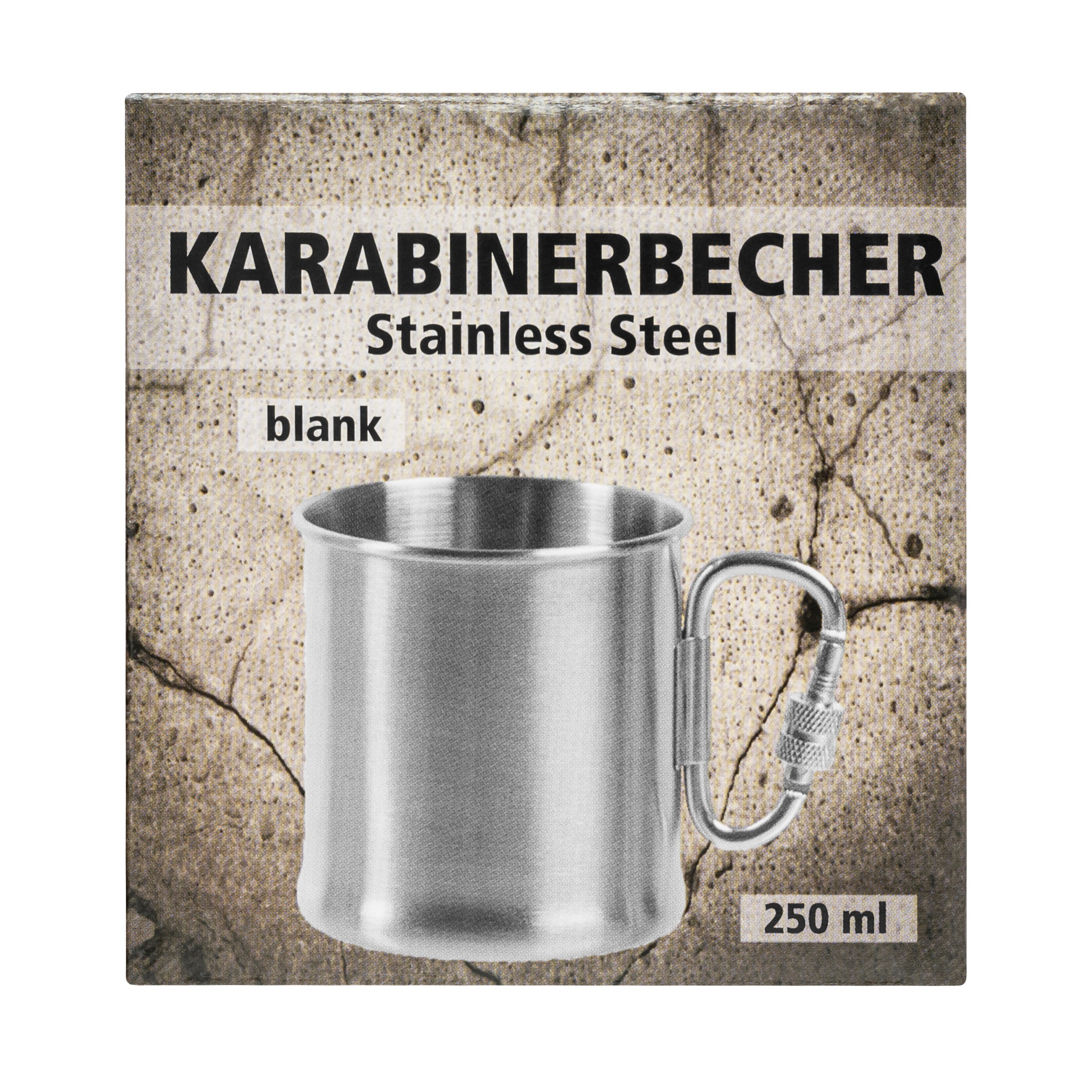 Kubek stalowy Mil-Tec z karabinkiem 250 ml