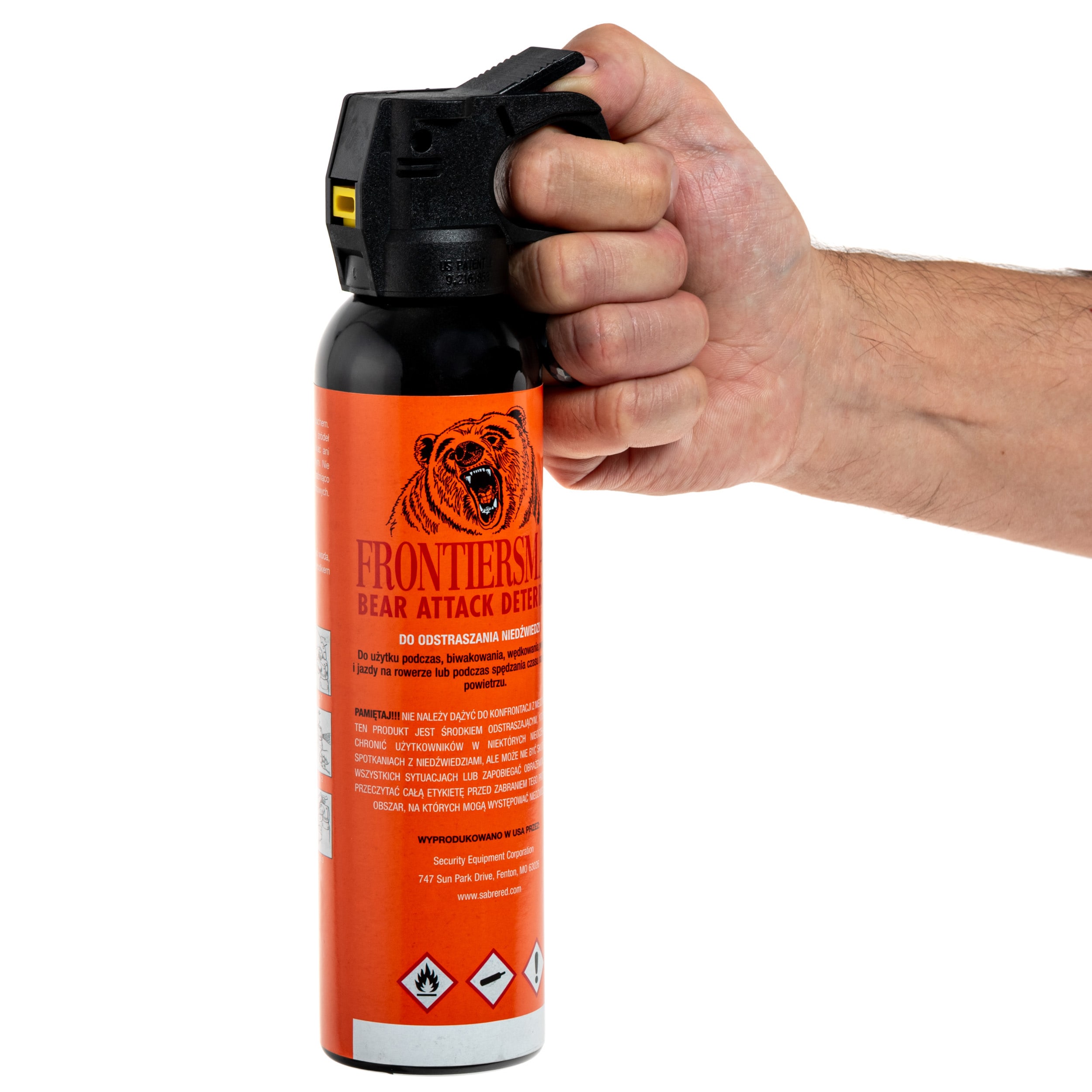 Gaz pieprzowy Sabre na niedźwiedzie, wilki i dziki Red Frontiersman Bear Spray 272 ml - stożek
