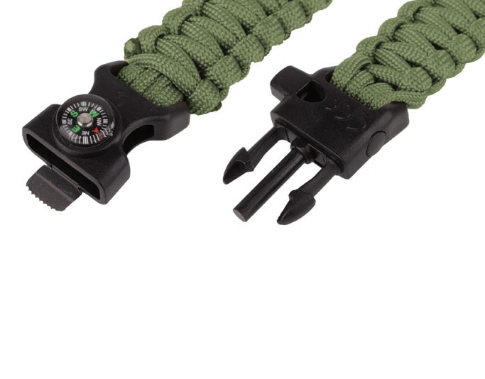 Bransoletka Paracord z kompasem 8'' zielona