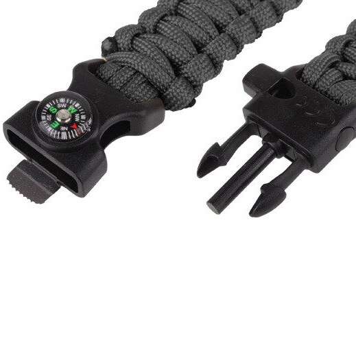 Bransoletka Paracord z kompasem 8'' - Black