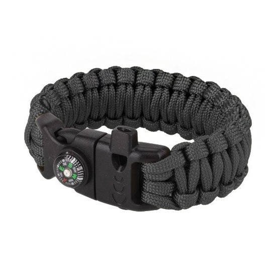 Bransoletka Paracord z kompasem 8'' - Black