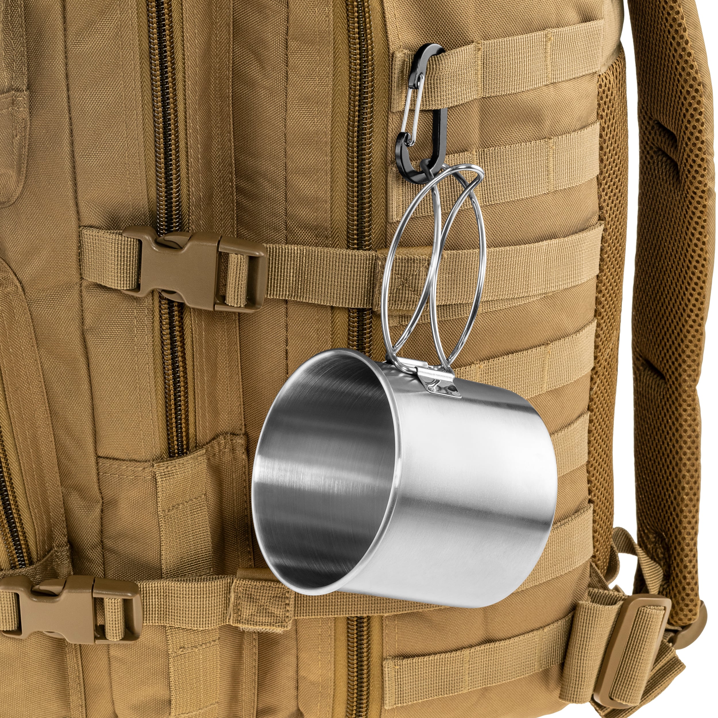 Kubek stalowy Mil-Tec ze skladanym uchwytem 600 ml