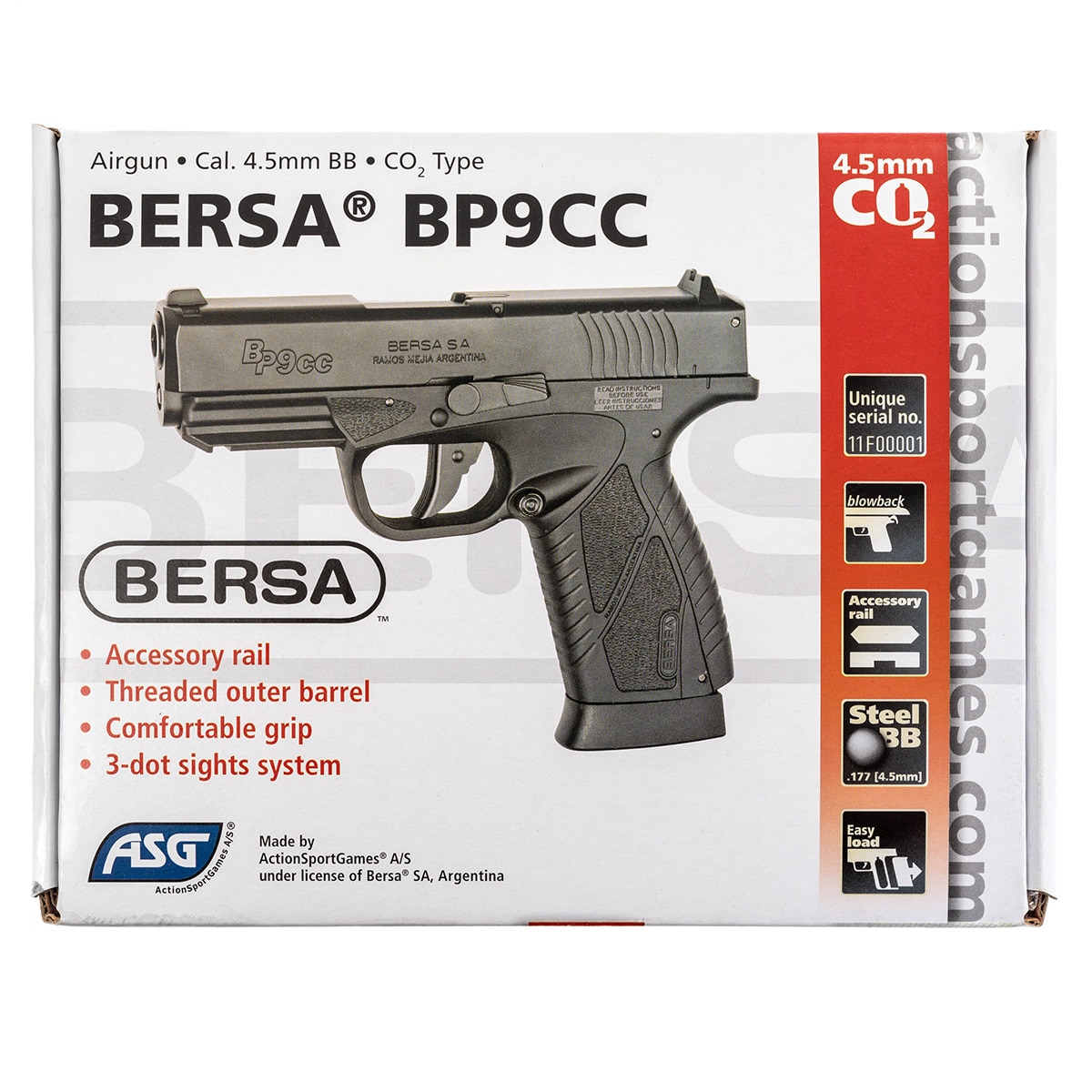 Bersa BP9CC MS GBB CO2 4,5 mm Airgun