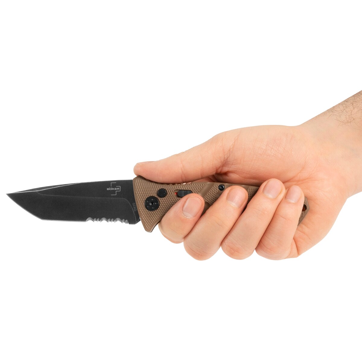 Nóż sprężynowy Boker Plus Strike Tanto - Coyote