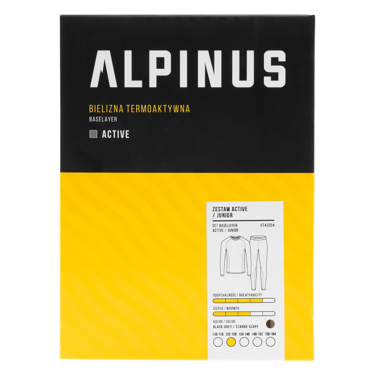 Bielizna termoaktywna dziecięca Alpinus Active Set Junior - Czarna