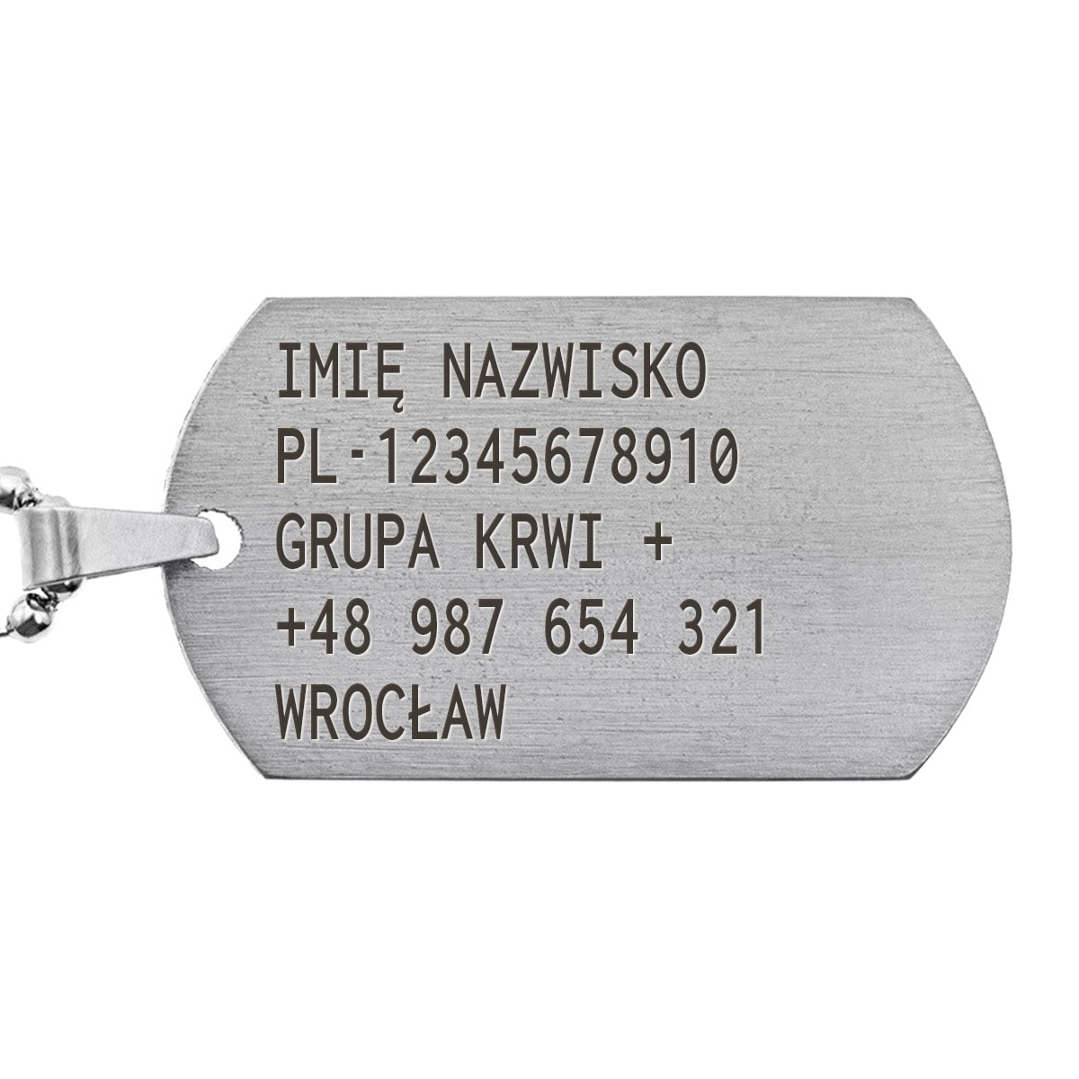 Nieśmiertelnik tytanowy 23x40 mm - z opcją grawerowania