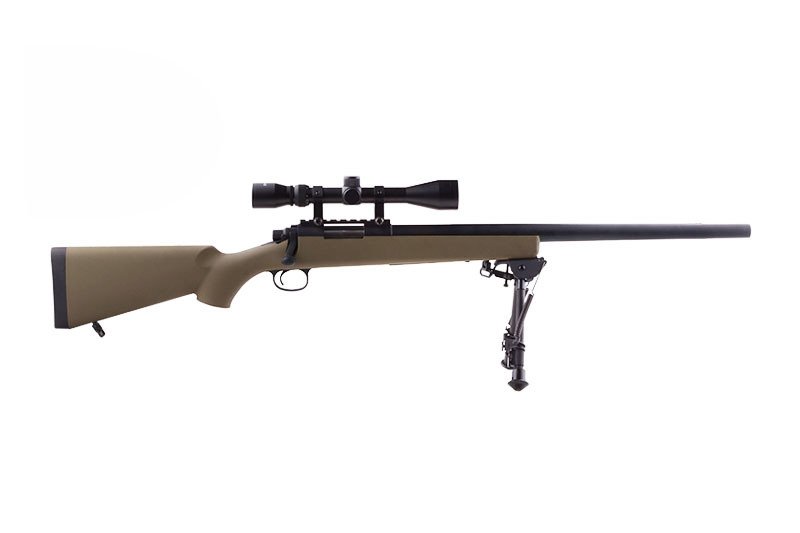 Karabin snajperski ASG Snow Wolf SW-10 Upgraded z lunetą i dwójnogiem - tan