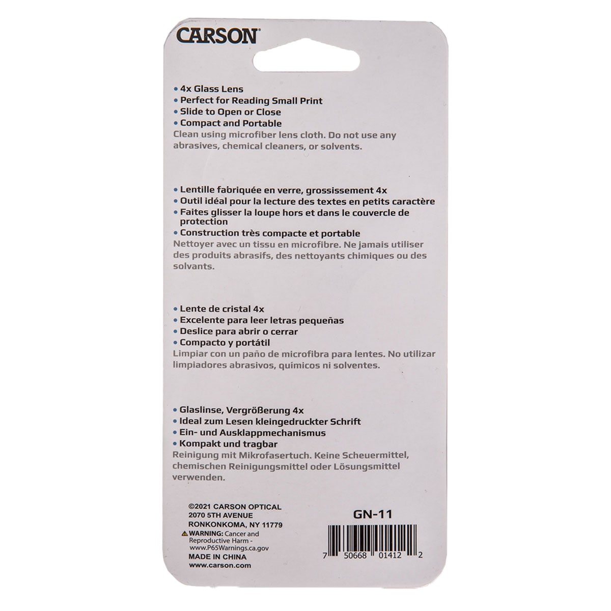 Lupa Carson Slide-Open Magnifier 4x