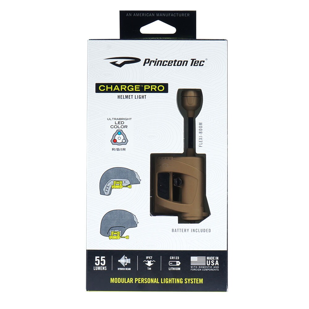 Latarka na hełm Princeton Tec Charge Pro Tan - 55 lumenów
