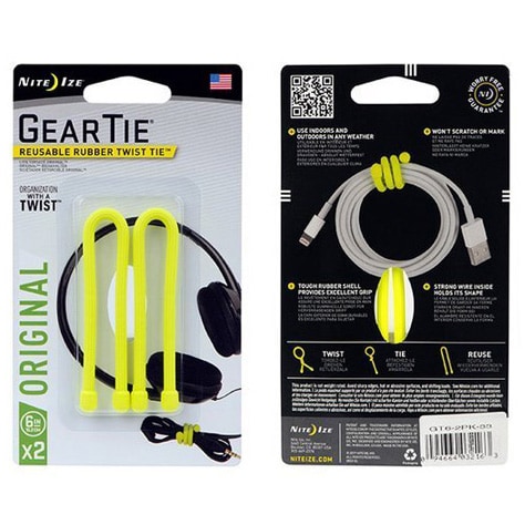 Краватка Nite Ize Gear Tie 6'' неоновий жовтий 2 шт. ГТ6-2ПК-33