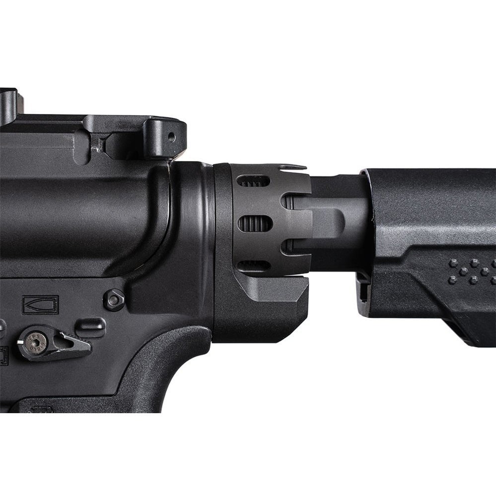 Сталевий кільцевий адаптер із корончастою гайкою направляючої прикладу Strike Industries Enhanced Castle Nut & Extended End Plate для гвинтівок AR - Black