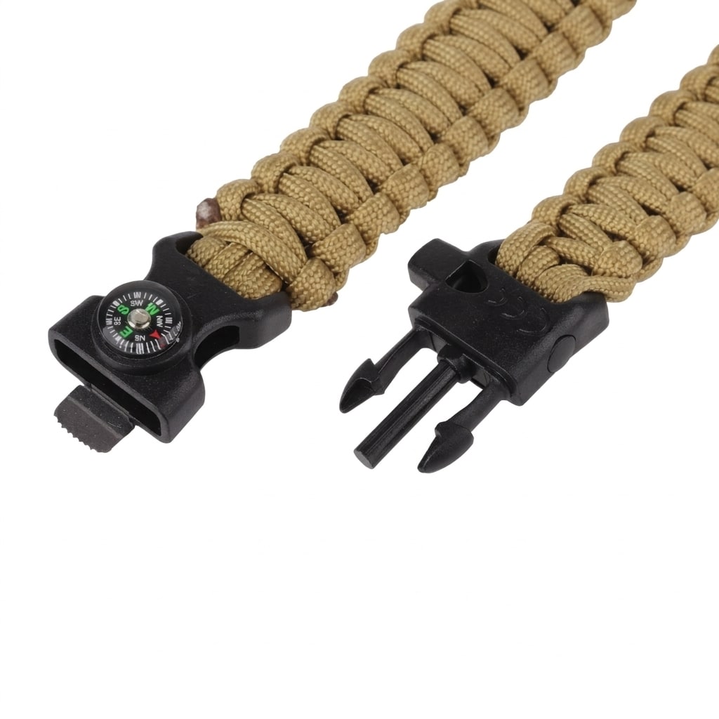 Bransoletka Paracord z kompasem 8'' coyote