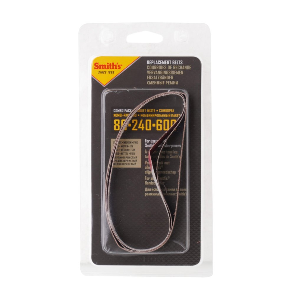 Zestaw pasów do ostrzałki elektrycznej Smith's - Gradacja 80, 240, 600